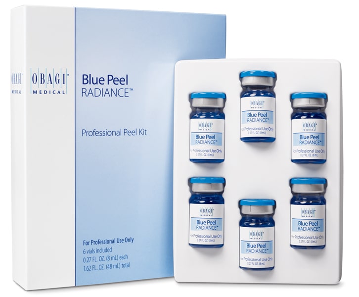 Obagi® BluePeel packaging including box and 6 vials